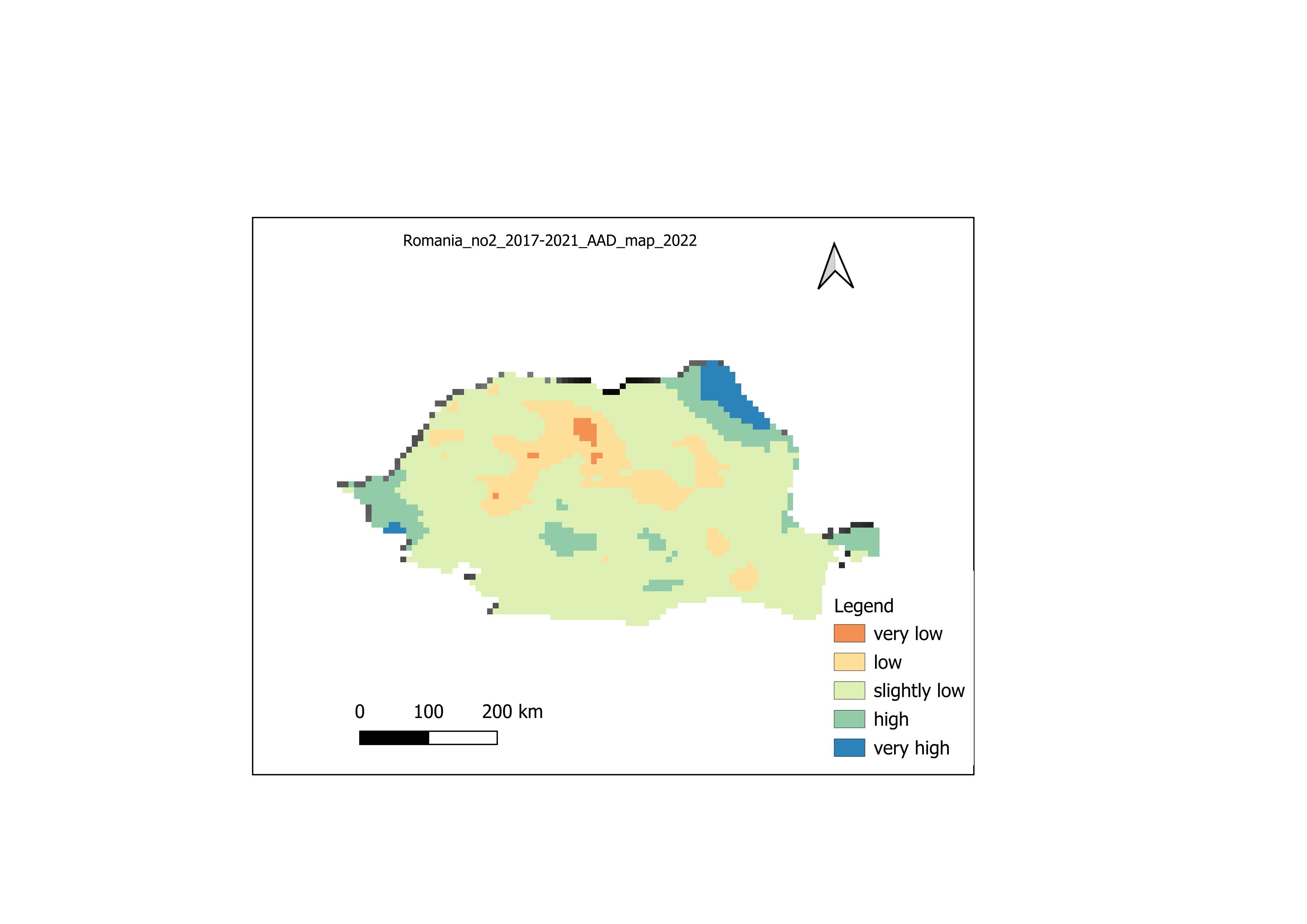 Romania NO₂ 2017-2021 Annual Average Map